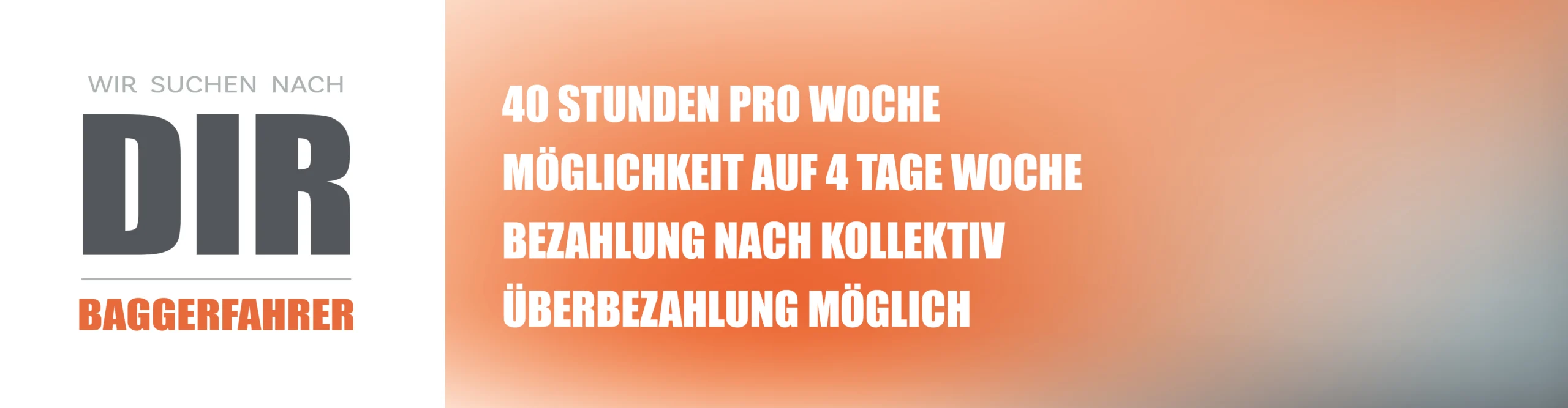 Stellenanzeige für Baggerfahrer mit Informationen zu Arbeitszeit und Bezahlung